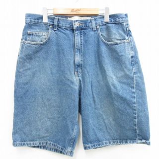 W35★古着 アリゾナジーンズ ショート パンツ ショーツ メンズ コットン 紺 ネイビー デニム 24apr25 中古 ボトムス 短パン ショーパン ハーフ(ワークパンツ/カーゴパンツ)