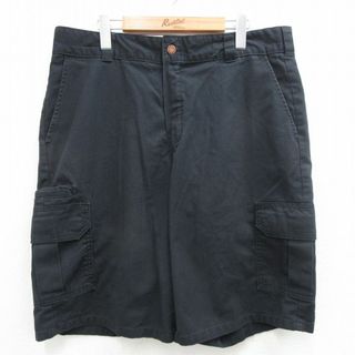 ディッキーズ(Dickies)のW37★古着 ディッキーズ Dickies ショート ワーク カーゴ パンツ ショーツ メンズ 濃紺 ネイビー 24apr25 中古 ボトムス 短パン ショーパン(ワークパンツ/カーゴパンツ)