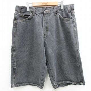 Dickies - W36★古着 ディッキーズ Dickies ハーフ パンツ ショーツ メンズ コットン 黒 ブラック デニム 24apr25 中古 ボトムス 短パン ショーパン ショート