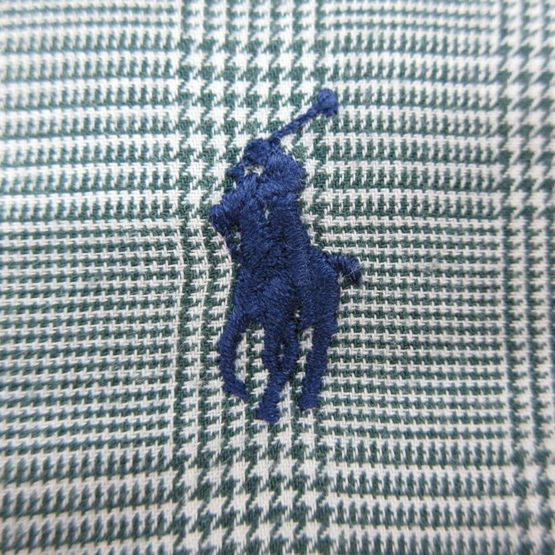 Ralph Lauren(ラルフローレン)のXL★古着 ラルフローレン Ralph Lauren 長袖 ブランド シャツ メンズ 90年代 90s ワンポイントロゴ BLAKE 大きいサイズ ロング丈 コットン ボタンダウン 緑他 グリーン チェック 24apr25 中古 トップス メンズのトップス(シャツ)の商品写真