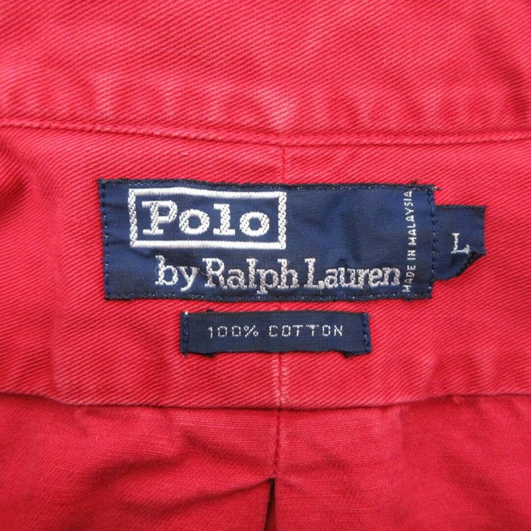 Ralph Lauren(ラルフローレン)のXL★古着 ラルフローレン Ralph Lauren 長袖 ブランド シャツ メンズ 90年代 90s ワンポイントロゴ 大きいサイズ コットン ボタンダウン 赤 レッド 24apr25 中古 トップス メンズのトップス(シャツ)の商品写真
