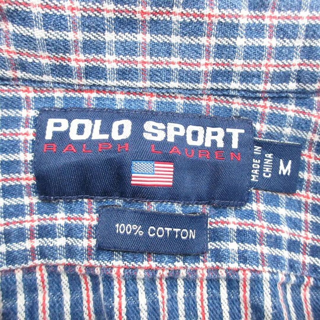 Ralph Lauren(ラルフローレン)のXL★古着 ラルフローレン Ralph Lauren ポロスポーツ 長袖 ブランド シャツ メンズ 00年代 00s コットン 紺他 ネイビー チェック 24apr25 中古 トップス メンズのトップス(ポロシャツ)の商品写真