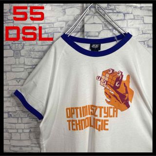 フィフティーファイブディーエスエル(55DSL)の55DSL バックプリント　リンガーTシャツ　古着　XLサイズ　白(Tシャツ/カットソー(半袖/袖なし))