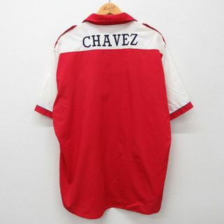 XL★古着 キングルイ 半袖 ボウリング シャツ メンズ 80年代 80s CHAVEZ 刺繍 大きいサイズ 開襟 オープンカラー USA製 赤他 レッド 24apr25 中古 トップス(シャツ)