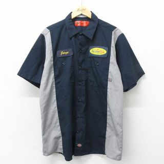 ディッキーズ(Dickies)のXL★古着 ディッキーズ Dickies 半袖 ワーク シャツ メンズ サービスキング ツートンカラー 紺他 ネイビー 24apr25 中古 トップス(シャツ)