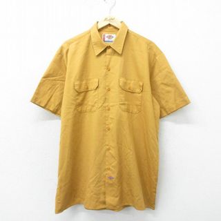 ディッキーズ(Dickies)のXL★古着 ディッキーズ Dickies 半袖 ワーク シャツ メンズ 大きいサイズ ロング丈 濃黄色 イエロー 24apr25 中古 トップス(シャツ)