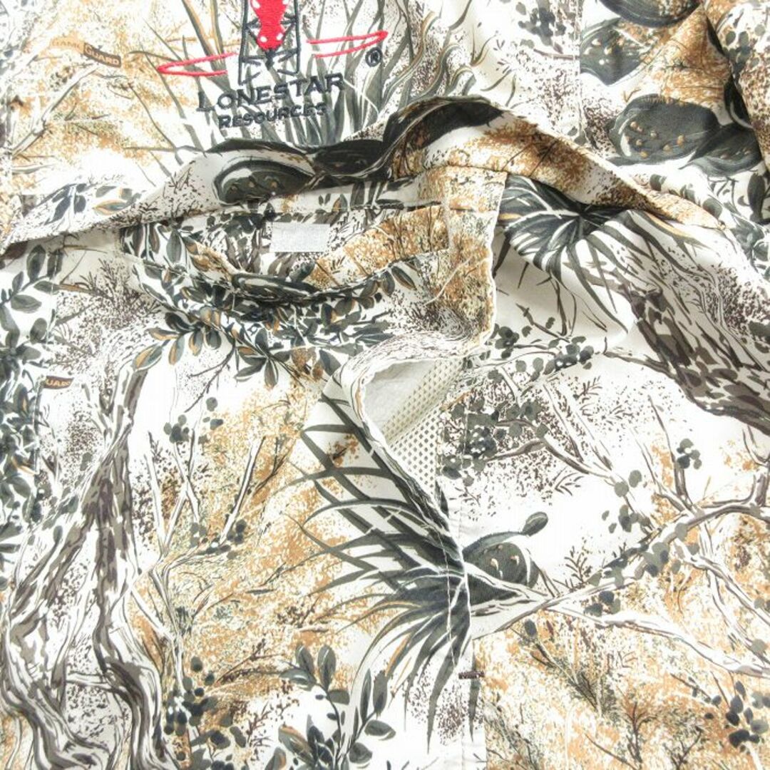 XL★古着 半袖 ハンティング シャツ メンズ 木 サボテン 大きいサイズ ロング丈 薄ベージュ他 カーキ 迷彩 24apr25 中古 トップス メンズのトップス(シャツ)の商品写真