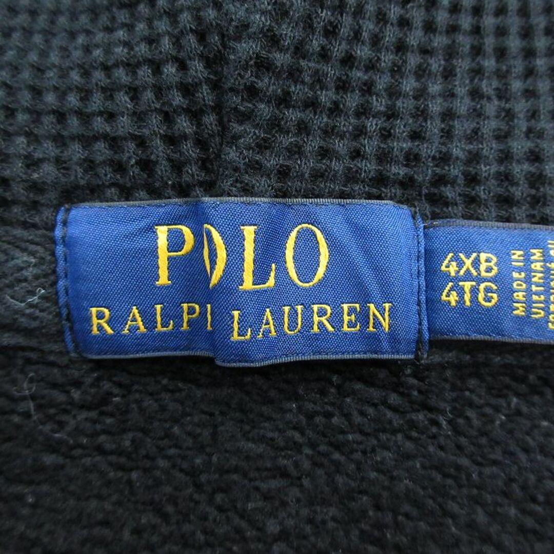 Ralph Lauren(ラルフローレン)のXL★古着 ラルフローレン Ralph Lauren 長袖 ブランド フルジップ スウェット パーカー メンズ ワンポイントロゴ 大きいサイズ 黒 ブラック フード内側サーマル 【spe】 24apr25 中古 スエット トレーナー トップス メンズのトップス(パーカー)の商品写真