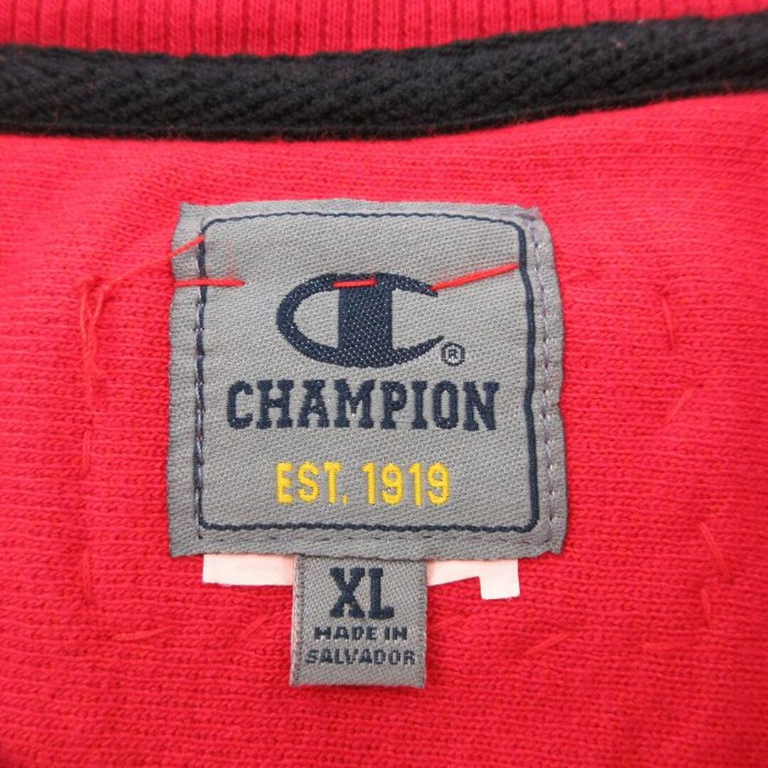 Champion(チャンピオン)のXL★古着 チャンピオン Champion 長袖 スウェット メンズ USAロゴ 星条旗 大きいサイズ クルーネック 赤 レッド 24apr25 中古 スエット トレーナー トップス メンズのトップス(パーカー)の商品写真