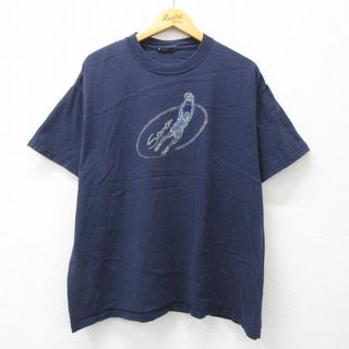 スターター(STARTER)のXL★古着 半袖 ビンテージ Tシャツ メンズ 00年代 00s スターター STARTER バスケットボール 大きいサイズ クルーネック 紺 ネイビー 24apr25 中古(Tシャツ/カットソー(半袖/袖なし))