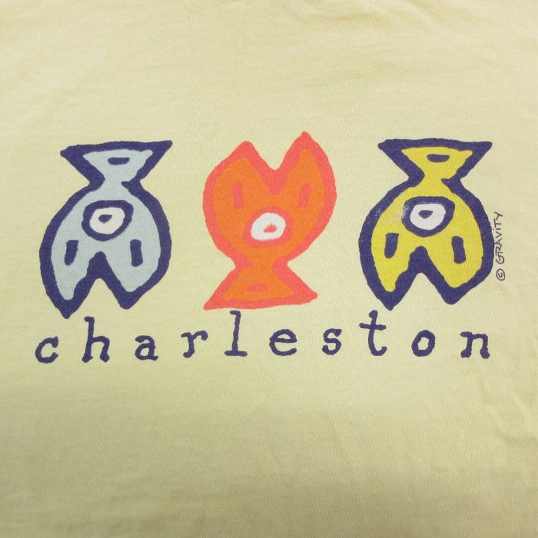 XL★古着 半袖 ビンテージ Tシャツ メンズ 90年代 90s Charleston 大きいサイズ コットン クルーネック USA製 黄 イエロー 24apr25 中古 メンズのトップス(Tシャツ/カットソー(半袖/袖なし))の商品写真