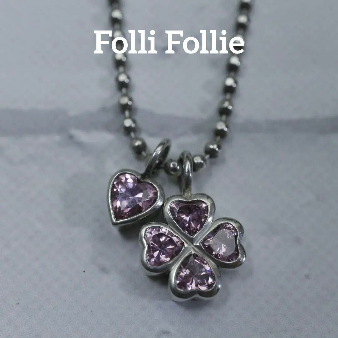 Folli Follie(フォリフォリ)の【匿名配送】フォリフォリ ネックレス SV925 11.2g クローバー ピンク レディースのアクセサリー(ネックレス)の商品写真