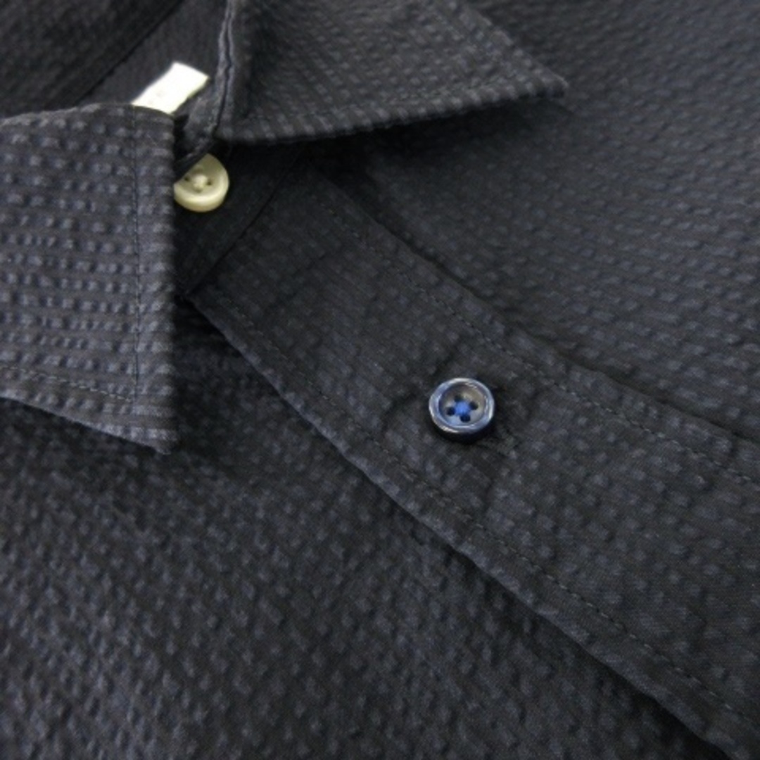 ユナイテッドアローズ シャツ サッカー 半袖 ストレッチ マルチカラー釦 M 紺 メンズのトップス(シャツ)の商品写真