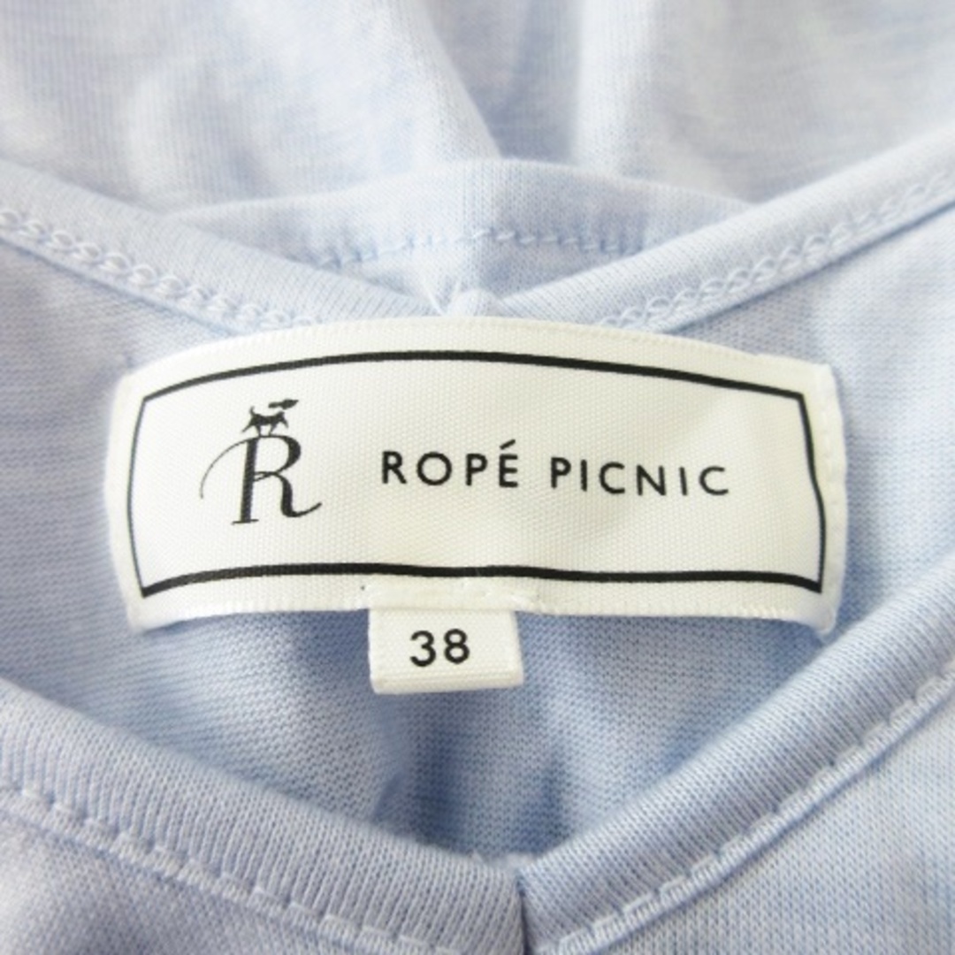 Rope' Picnic(ロペピクニック)のロペピクニック カットソー Vネック 半袖 ストレッチ 薄手 ラッフル 38 青 レディースのトップス(カットソー(半袖/袖なし))の商品写真