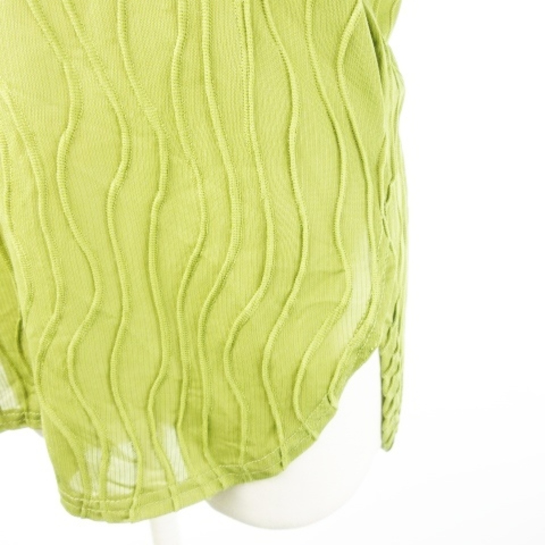 レイカズン カットソー クルーネック ノースリーブ 光沢感 ストライプ F 緑 レディースのトップス(カットソー(半袖/袖なし))の商品写真