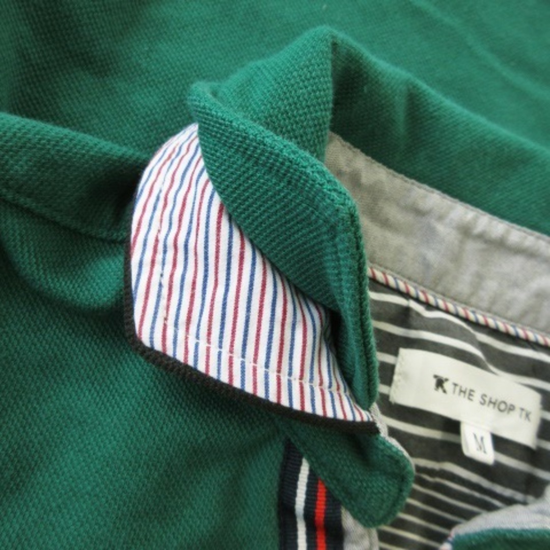 THE SHOP TK(ザショップティーケー)のザショップTK ポロシャツ 半袖 ストレッチ ダブルカラー ストライプ M 緑 メンズのトップス(ポロシャツ)の商品写真