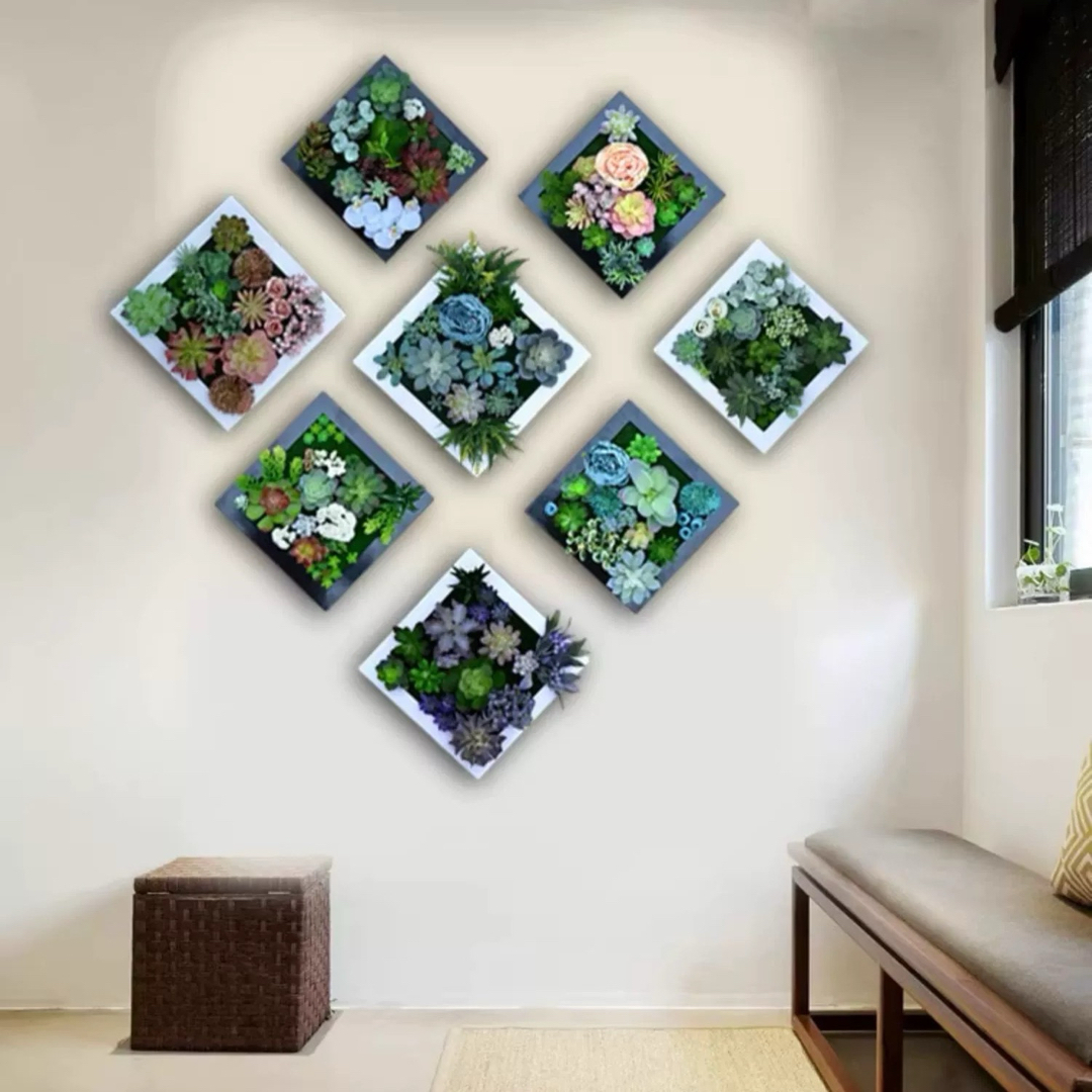 壁飾り 人工観葉植物 壁掛けインテリア ディスプレイ 壁掛けミックスグリーン造花 インテリア/住まい/日用品のインテリア小物(その他)の商品写真