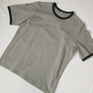 ユニクロ(UNIQLO)のユニクロ/オーバーサイズTシャツ/5分袖/グリーン/綿100%/メンズLサイズ(Tシャツ/カットソー(半袖/袖なし))