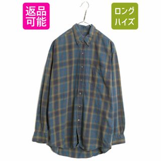 90s OLD GAP チェック 長袖 ボタンダウン シャツ メンズ M 古着 90年代 オールド ギャップ コットン 長袖シャツ ポケット付き マルチカラー(シャツ)