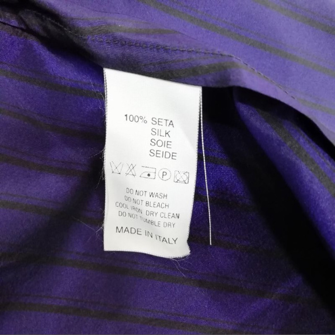 ETRO(エトロ)のストライプ シャツ ブラウス ドレスシャツ 長袖 42 パープル ブラック 光沢 レディースのトップス(シャツ/ブラウス(長袖/七分))の商品写真