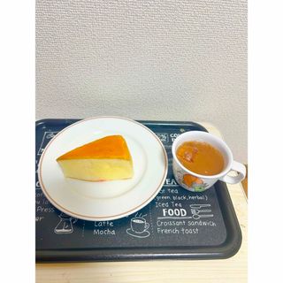 食品サンプル　チーズケーキ　オレンジジュース(食器)