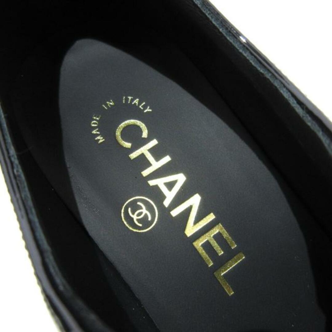 CHANEL(シャネル)のCHANEL(シャネル) パンプス 37 1/2C レディース美品  メリージェーン G45356 黒 リボン パテント カーフスキン× グログラン レディースの靴/シューズ(ハイヒール/パンプス)の商品写真