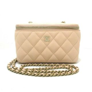 シャネル(CHANEL)のCHANEL(シャネル) バニティバッグ レディース美品  マトラッセ AP1341 ベージュ チェーンショルダー/ゴールド金具 キャビアスキン(その他)