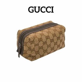 グッチ(Gucci)の美品 グッチ 29595 GGキャンバス ポーチ ベージュ ブラウン 小物入れ(ポーチ)