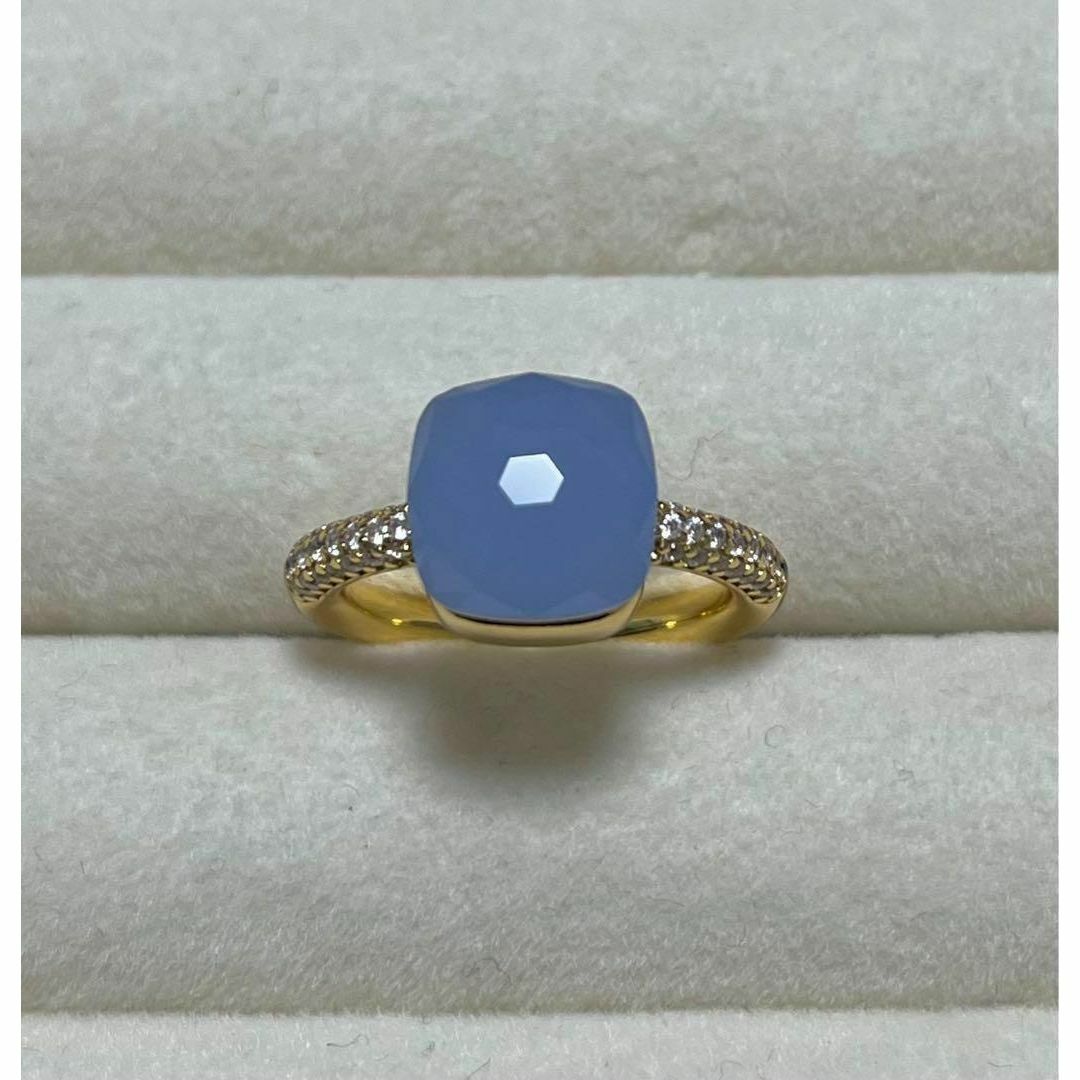 10.5ブルー×ゴールド【一点物】キャンディーリングポメラート風ヌードリング ⊥ レディースのアクセサリー(リング(指輪))の商品写真