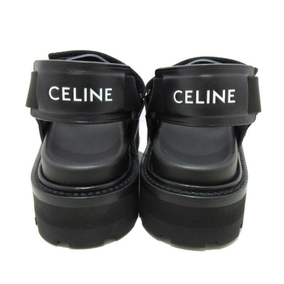 celine(セリーヌ)のCELINE(セリーヌ) サンダル 36 レディース美品  - 黒×アイボリー 化学繊維×レザー レディースの靴/シューズ(サンダル)の商品写真