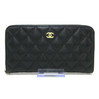 シャネル(CHANEL)のCHANEL(シャネル) 長財布 マトラッセ AP0242 黒 ゴールド金具/ラウンドファスナー キャビアスキン(財布)