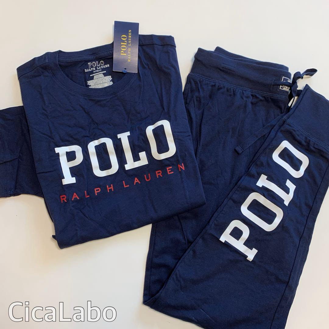 Ralph Lauren(ラルフローレン)の【新品】ラルフローレン ロゴ Tシャツ スウェット セットアップ ネイビー L メンズのトップス(Tシャツ/カットソー(半袖/袖なし))の商品写真