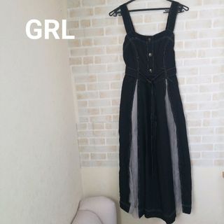 グレイル(GRL)のGRL ベルト付き配色ステッチチュール切替ジャンパースカート(ロングワンピース/マキシワンピース)