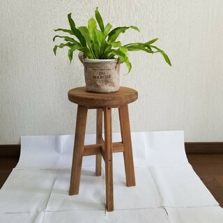 ハンドメイド　スツール　椅子　丸椅子　茶　花台　観葉植物(スツール)