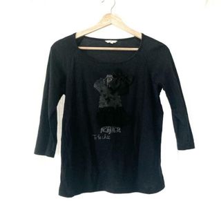 トゥービーシック(TO BE CHIC)のTO BE CHIC(トゥービーシック) 七分袖Tシャツ サイズ3 L レディース - 黒 クルーネック/スパンコール/リボン/ワンピースモチーフ(Tシャツ(長袖/七分))