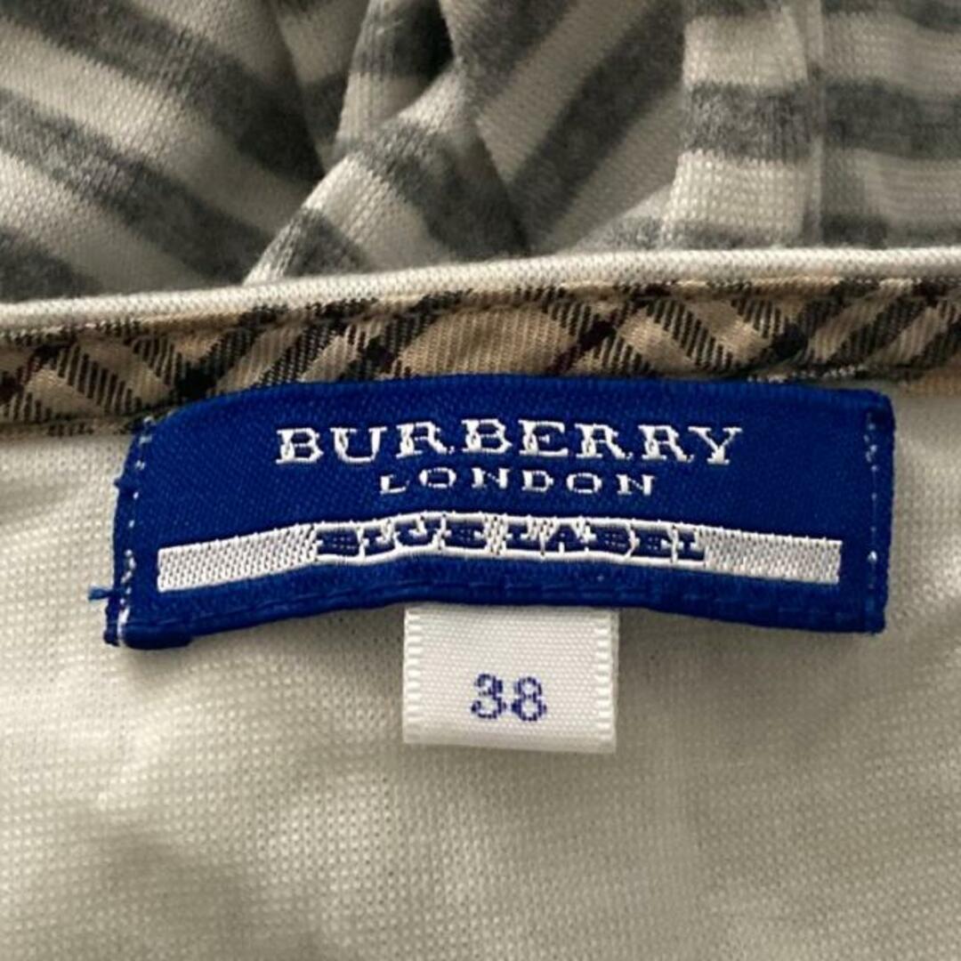 Burberry Blue Label(バーバリーブルーレーベル) チュニック サイズ38 M レディース - 白×グレー 七分袖/ボーダー Burberry Blue Label(バーバリーブルーレーベル) チュニック サイズ38 M レディース - 白×グレー 七分袖/ボーダー
