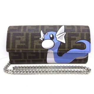 フェンディ(FENDI)のFENDI(フェンディ) 財布美品  チェーン コンチネンタル ウォレット,ズッカ柄 8M0365-AR22 ブラウン×ライトブルー×マルチ チェーンウォレット/ミニリュウ/×Fragment/×POKEMON(ポケモン) PVC(塩化ビニール)×レザー(財布)