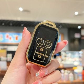 スズキSUZUKI スマートキーケース TPU キーカバー ハスラースペーシア黒(車内アクセサリ)