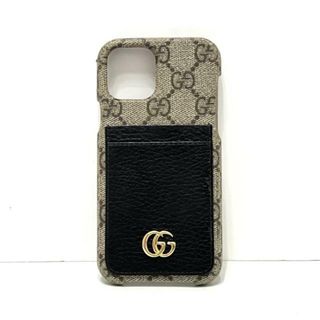 GUCCI(グッチ) 携帯電話ケース GGプラス・GGスプリーム 669895 ベージュ×黒×ダークブラウン PVC(塩化ビニール)×レザー