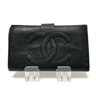 シャネル(CHANEL)のCHANEL(シャネル) 長財布 - 黒 ココマーク/がま口 キャビアスキン(財布)