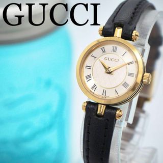 グッチ(Gucci)の225【OH済み】GUCCI グッチ レディース腕時計 ブラック ゴールド(腕時計)