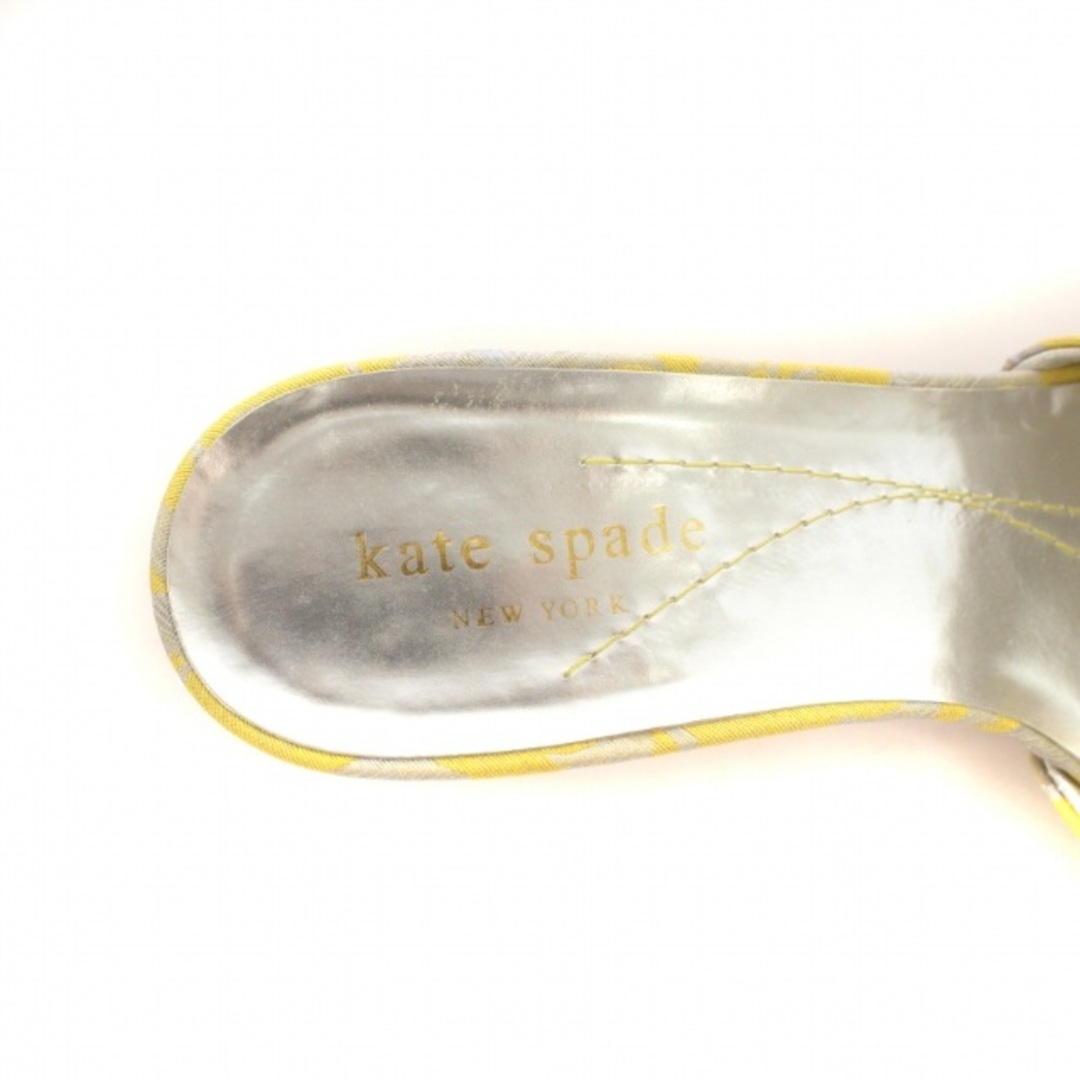 ケイトスペード サンダル ミュール ヒール 総柄 7 24cm 黄色 シルバー レディースの靴/シューズ(サンダル)の商品写真