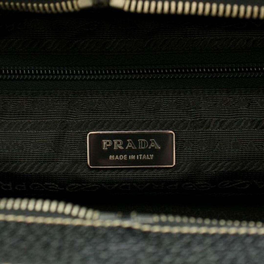 PRADA(プラダ)のプラダ ボストンバッグ クロシェット 三角ロゴ キャンバス レザー 茶 黒 レディースのバッグ(ボストンバッグ)の商品写真