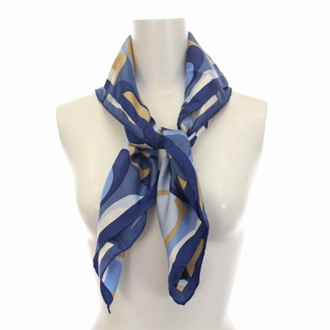 COACH(コーチ)のコーチ スカーフ シグネチャー ロゴ スクエア シルク100％ 青 ベージュ レディースのファッション小物(バンダナ/スカーフ)の商品写真