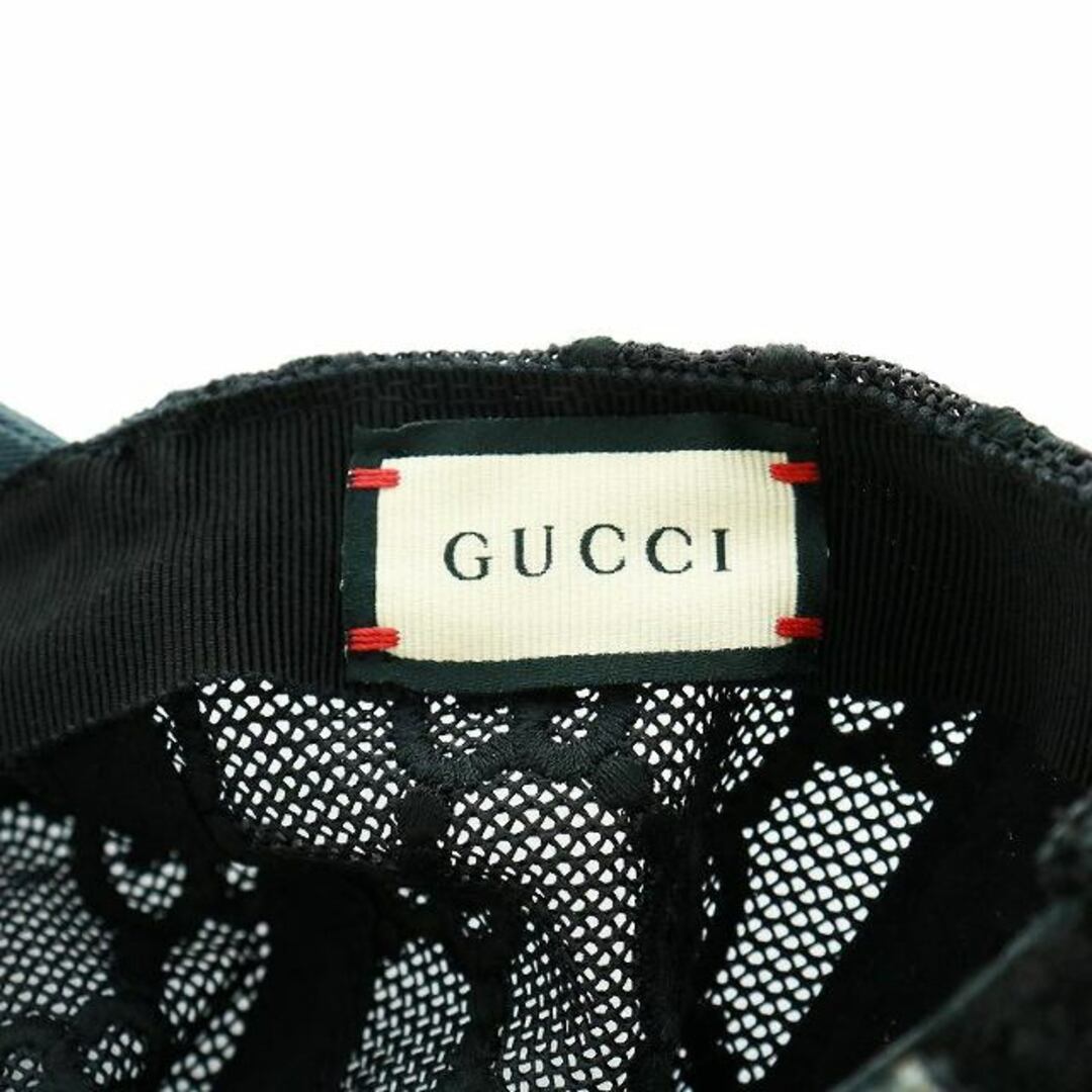 Gucci(グッチ)のグッチ GGエンブロイダリー キャップ 帽子 レース メッシュ L 58cm 黒 レディースの帽子(キャップ)の商品写真