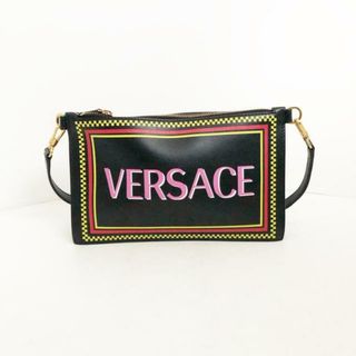 VERSACE - VERSACE(ヴェルサーチ) ショルダーバッグ - 黒×ピンク×マルチ ショルダーストラップ着脱可/2Way レザー