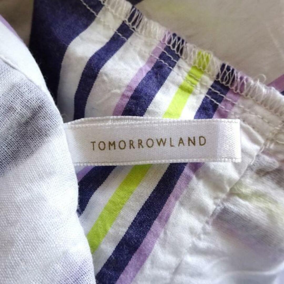 TOMORROWLAND(トゥモローランド)のTOMORROWLAND(トゥモローランド) ワンピース サイズF レディース美品  - 白×パープル×イエローグリーン 長袖/マキシ丈/ストライプ レディースのワンピース(その他)の商品写真