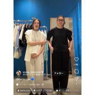 ヘリンドットサイ(HeRIN.CYE)の極美品HeRIN.CYE ヘリンドットサイ　ポンチバルーンスリーブ　黒(カットソー(半袖/袖なし))