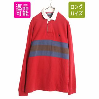 ラルフローレン(Ralph Lauren)の90s ポロ ラルフローレン スウェット ラガーシャツ メンズ M 古着 90年代 オールド 長袖シャツ ラグビー ワンポイント 胸 ボーダー 裏起毛(シャツ)