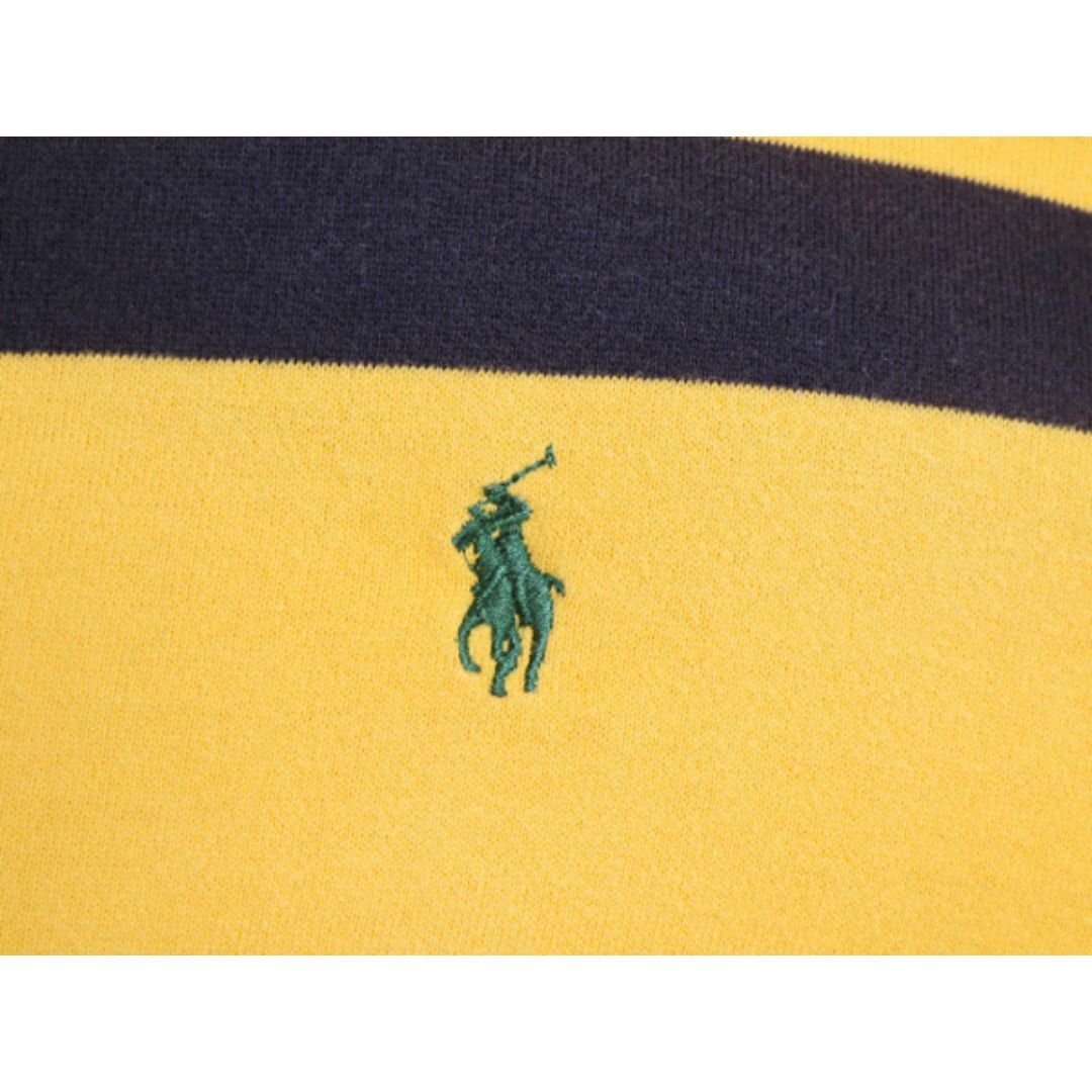 Ralph Lauren(ラルフローレン)の90s ポロ ラルフローレン ボーダー スウェット ラガーシャツ メンズ M 古着 90年代 オールド ラグビーシャツ ワンポイント 裏起毛 2トーン メンズのトップス(シャツ)の商品写真
